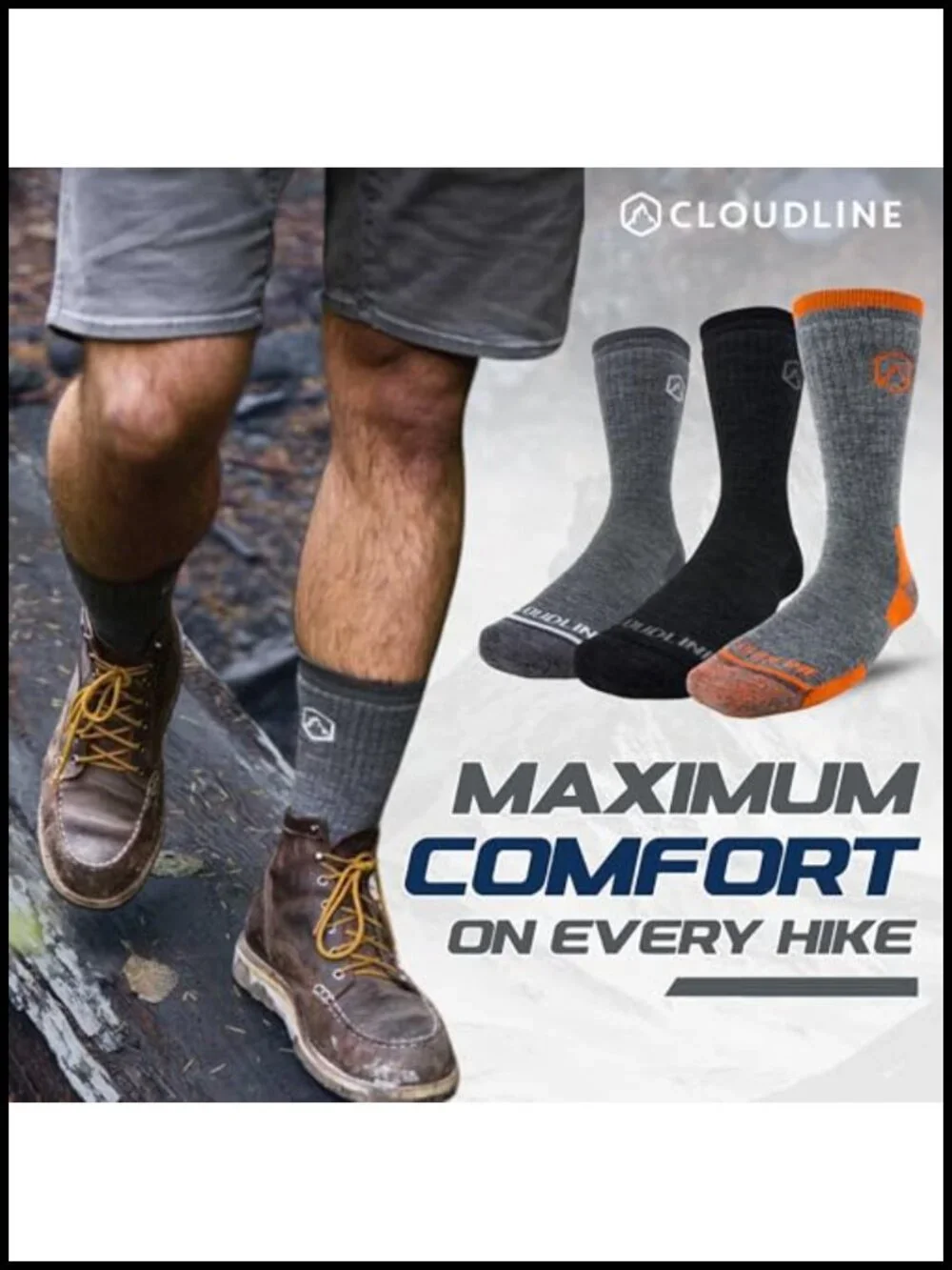Merino Wool Hiking Socks for Men and Women - Cushioned Athletic Crew Anti